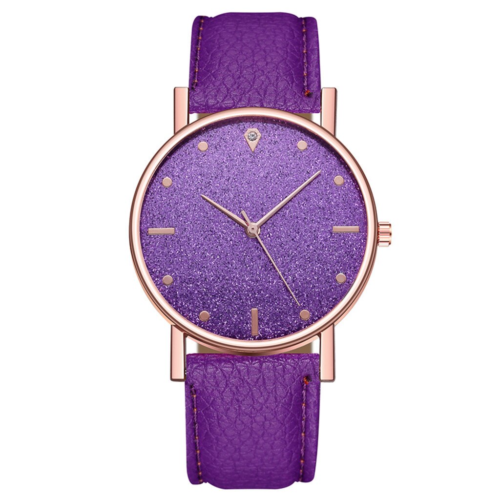 Reloj Mujer Mode Dameshorloge Sky Horloge Lederen Horloge Vrouwen Quartz Diamond Horloge Horloges Relogio Feminino Zegarek Damski: Purple