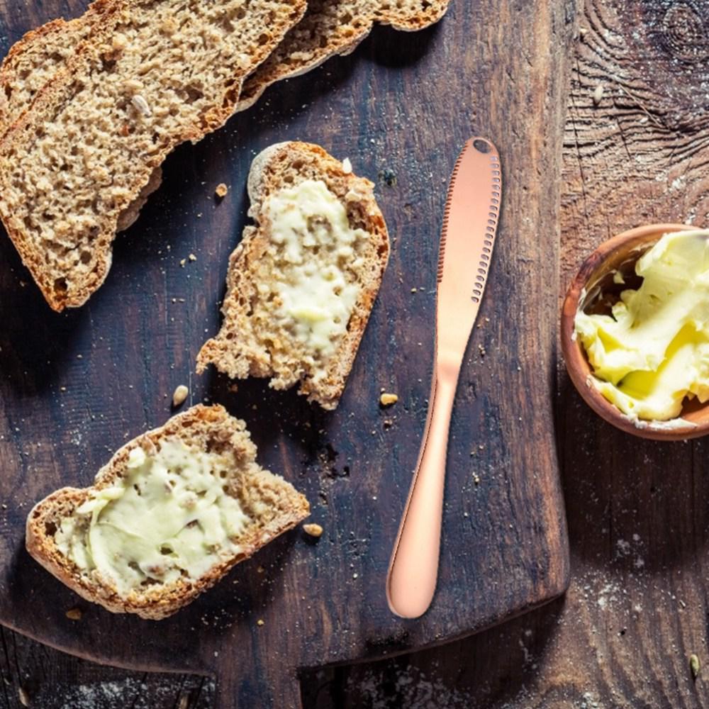 4 stk 304 smørstrøkniv i rustfritt stål skjærer krøller smørkniv med tagget kant