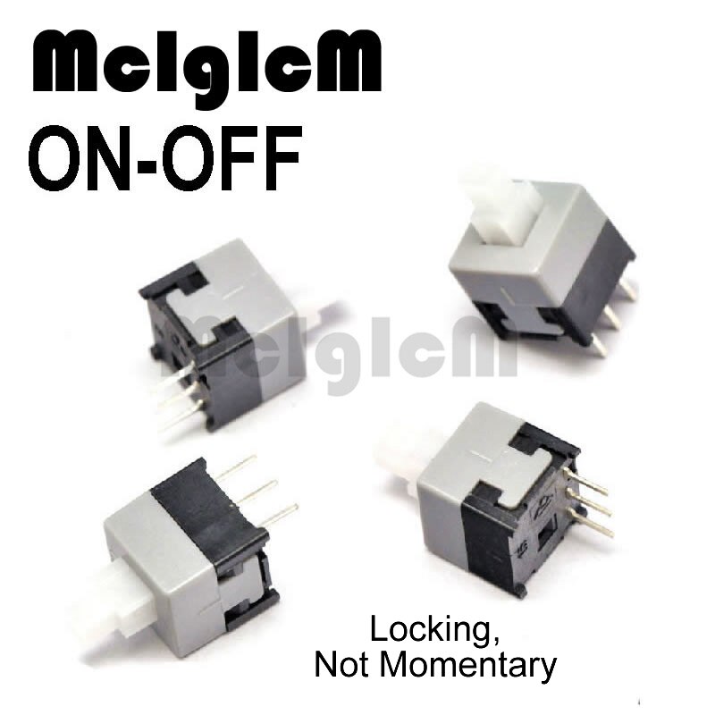 30pcs Latching Push Button Switch 8.5*8.5mm DIP 3pin 8.5x8.5MM Self-Lock and Momentary Square Switch: 3 pin on-off