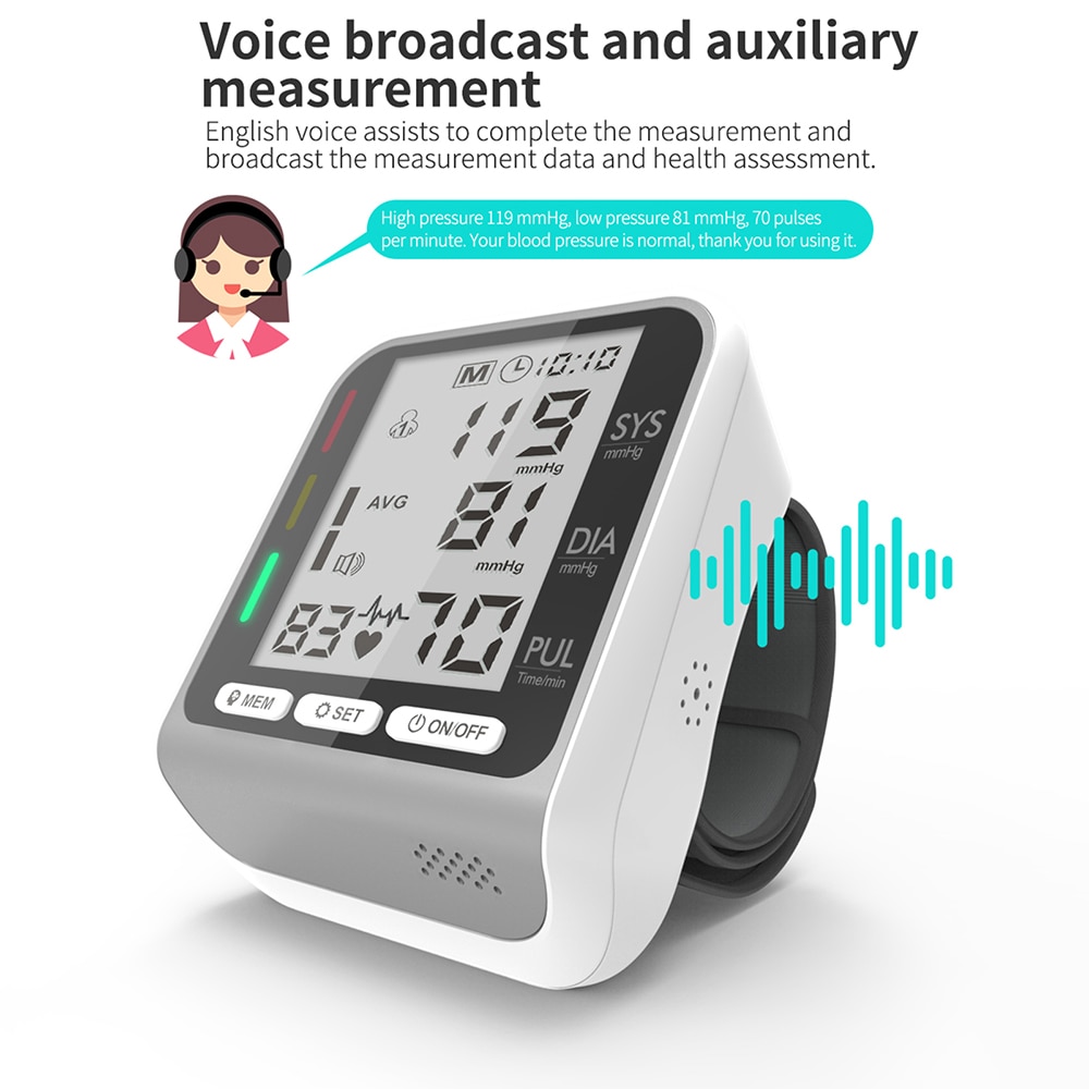 Pols/Arm Bloeddrukmeter Lcd Digitale Pulseheart Beat Rate Meter Apparaat Apparatuur Tonometer Bp Mini Bloeddrukmeter