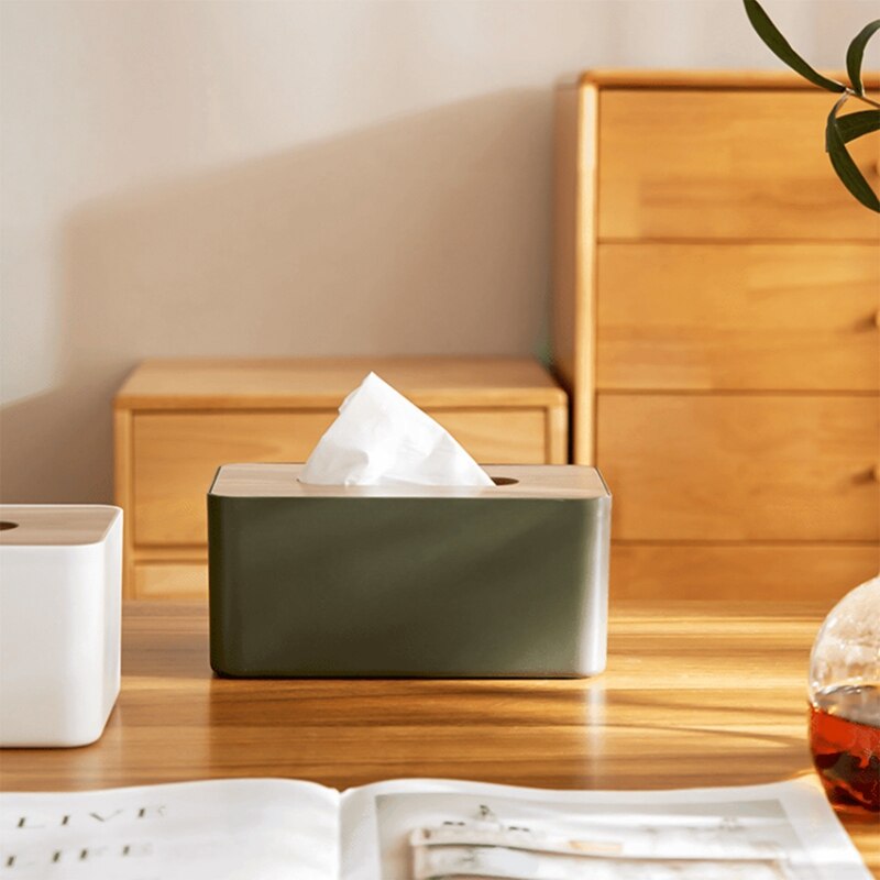 Living Room Desktop Japanese Bamboo And Wood Tissue Box Simple Drawing Paper Box Household Multi-Functional Storage Box