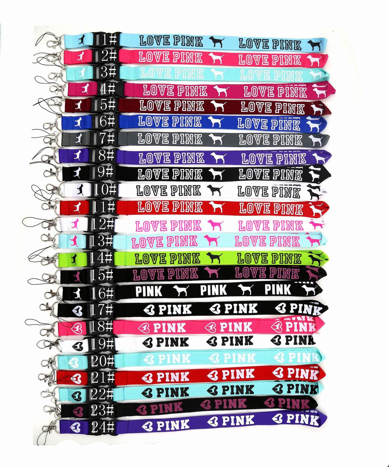 Telefoon Lanyard Bandjes Sport Multicolor Voor Sleutels Chain Id Kaarten Houder Afneembare Gesp 2.5Cm Roze Hart Lanyards: Choose the number you like