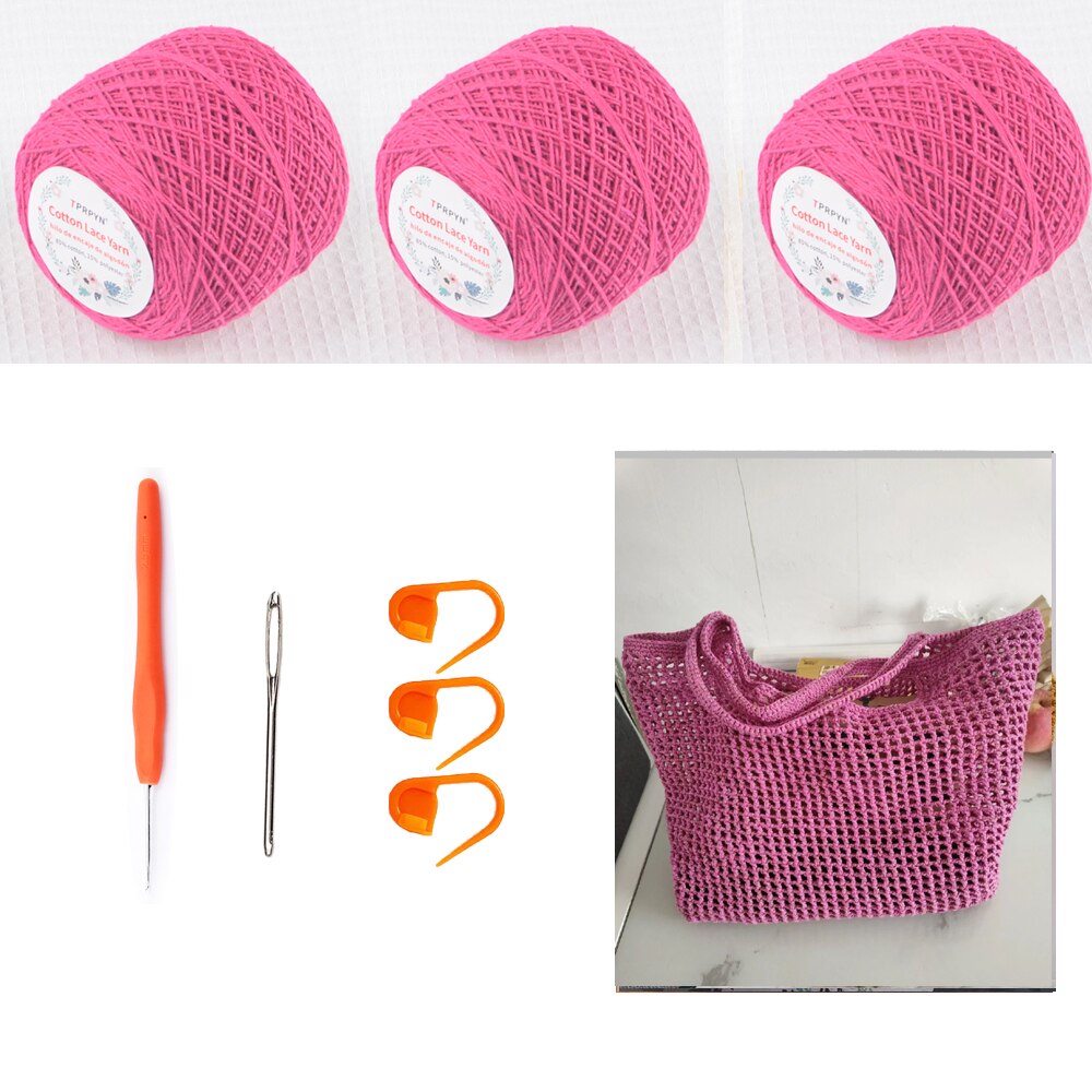 Bag Crochet Kit with yarn DIY hole Shoulder Bags kits beginner Handbag Knitting Crocheting set with material pattern vedio: 12