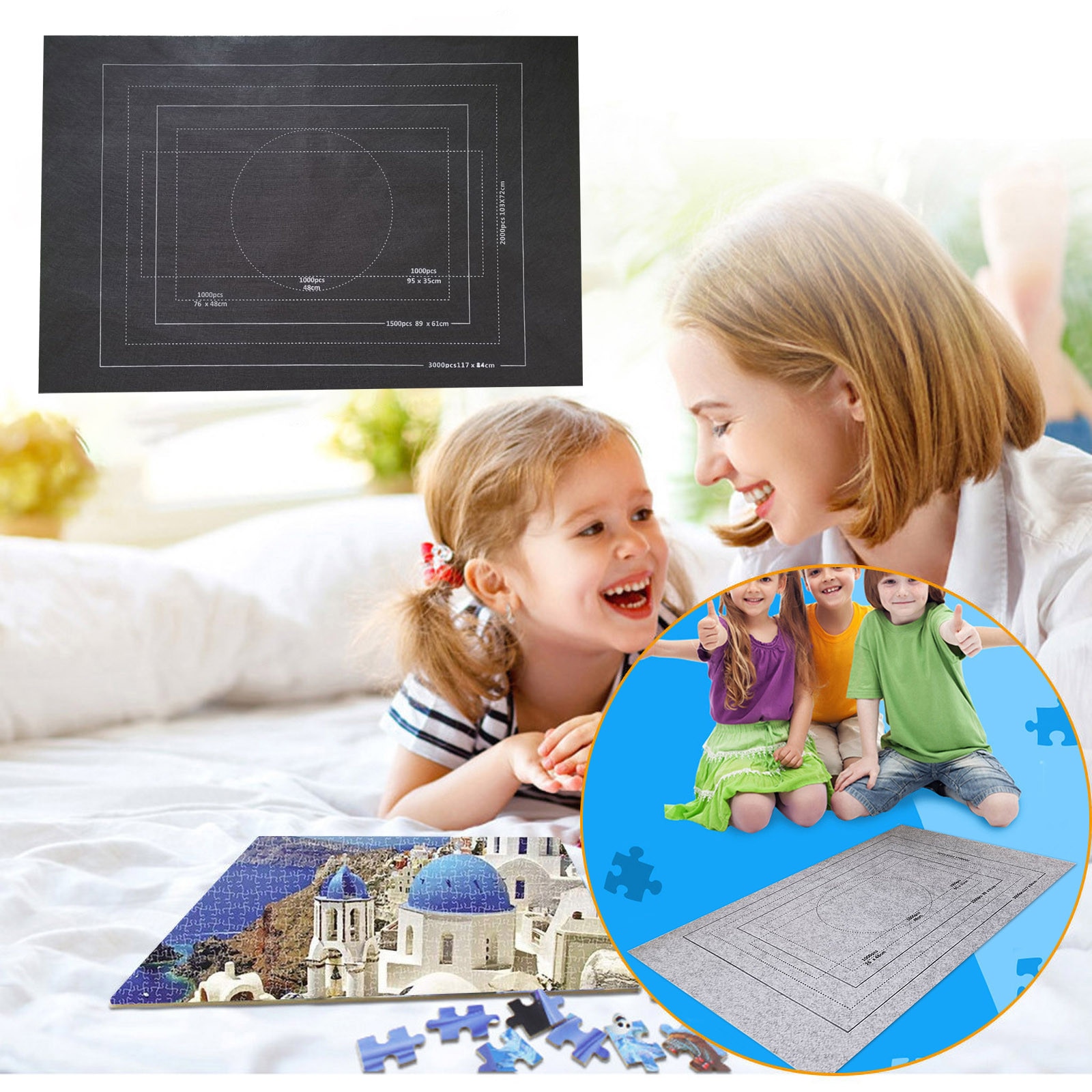 Puzzels Mat Jigsaw Roll Voelde Mat Speelkleed Puzzels Deken Voor Tot 3000 Stuks Puzzel Accessoires Draagbare Reizen Opslag tas