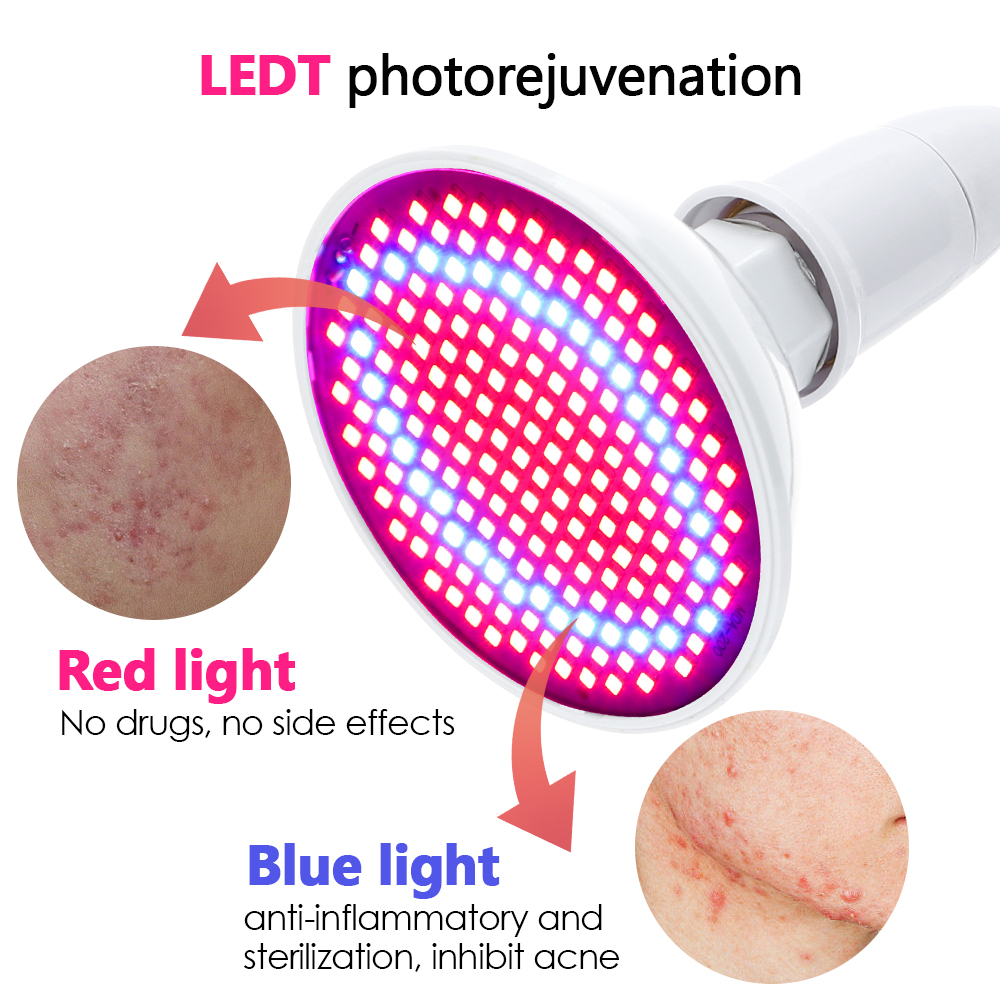Terapia de luz led roja y azul antienvejecimiento, rojo intenso, 660nm, infrarrojo cercano, 850nm, planta de belleza, lámpara de bombilla para cultivo de la piel de cuerpo completo