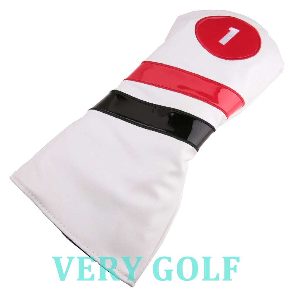 1pc Golf Club Driver Head Cover Wit PU Leer met Rode en Zwarte Slash Headcover Voor Driver