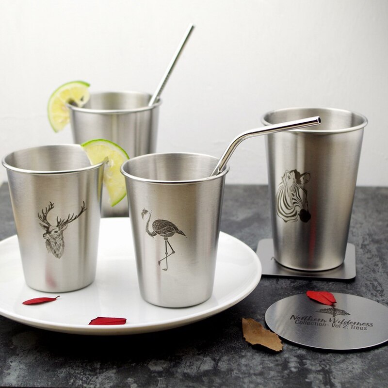 Kopper i rustfrit stål tumbler premium metal kopper stabelbare holdbare kop nordisk stil til kaffe øl drikkevarebeholder