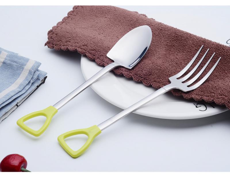 Shovel Small Spoon Fork Taro Spoon Coffee Stir Spoon Stainless Steel Long Handle Spoon Fork Western Steak Fork