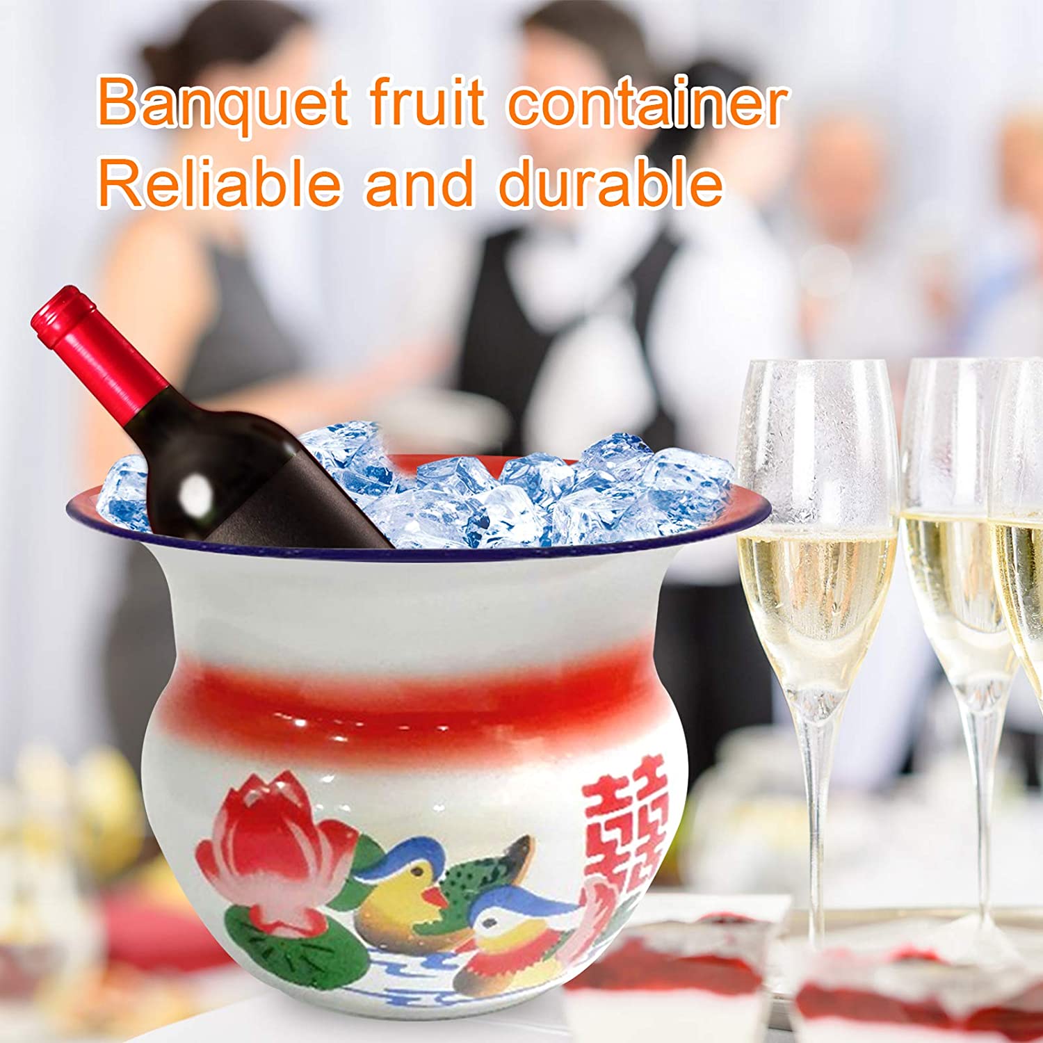 1960s Chinese Traditional Fruit Basket Chinese Vase Antique Kitchen Tool Champagne Ice Bucket Wedding Decorations