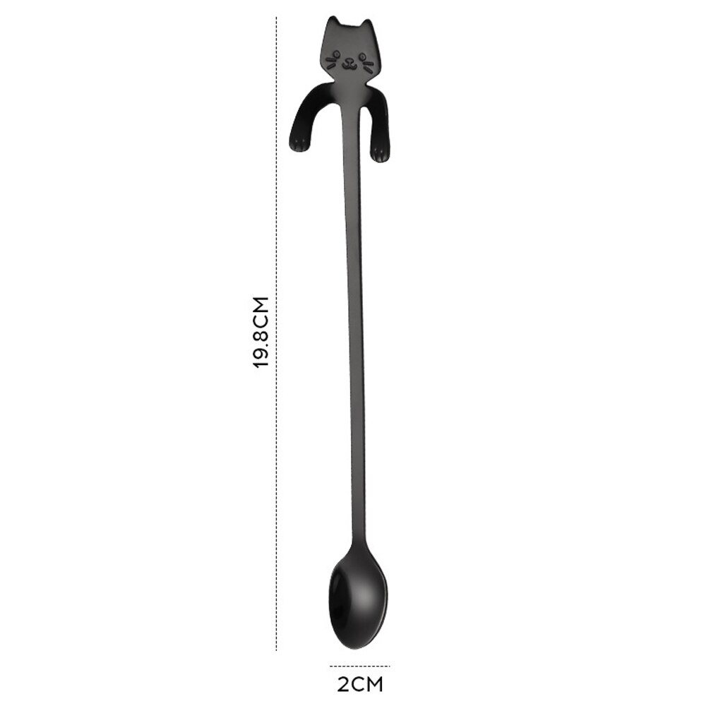 Coffee Spoon Mini 304 Stainless Steel Cartoon Cat Spoon Long Handle Flatware Coffee Drinking Tools Kitchen Gadget: 10