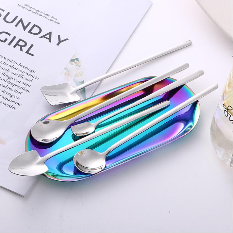 304 stainless steel tableware stirring coffee milk tea spoon dessert bar long ice spoon long handle honey spoons