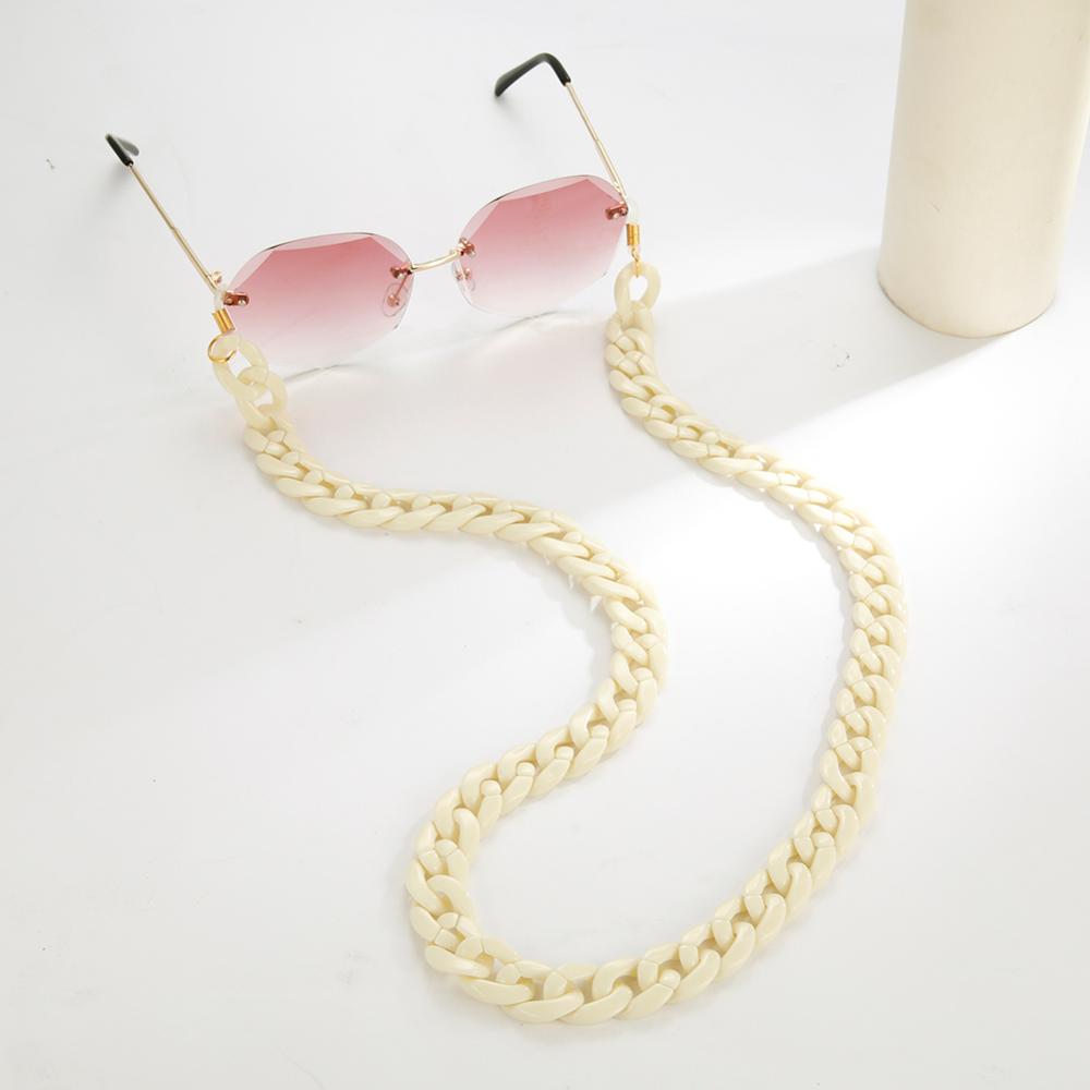Hot Occhiali Da Sole in Acrilico Catene Donne Occhiali Da Lettura Appeso Catena del Collo Della Cordicella Cavo di Occhiali Occhiali Corda Cinturino in Regalo per le Ragazze: creamy white