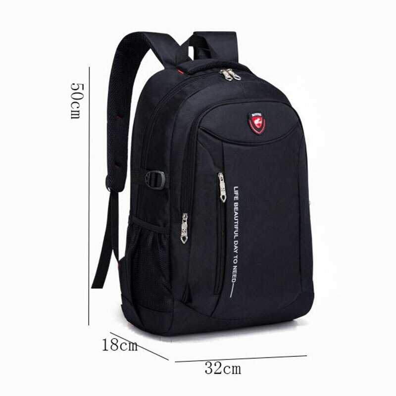 Rugzak Nylon mannen Grote Capaciteit Effen Kleur Lange Afstand Rugzak Jeugd Student School Book Bag