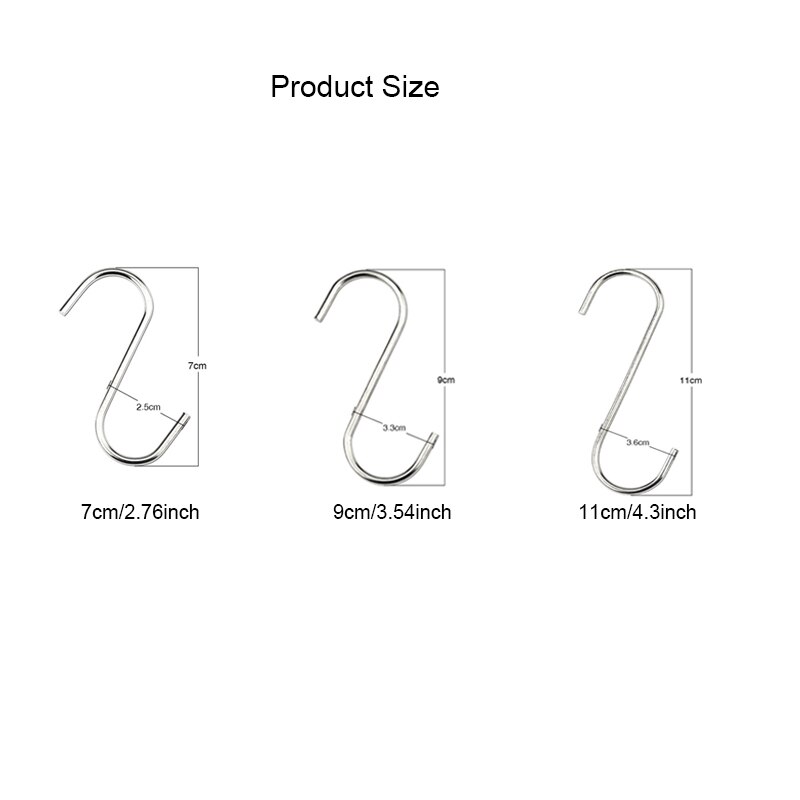 10Pcs S-Vorm Haak Keuken Reling Multifunctionele Reling S Hanger Haak Sluiting Houder Rvs Haken opknoping Opslag Gereedschap
