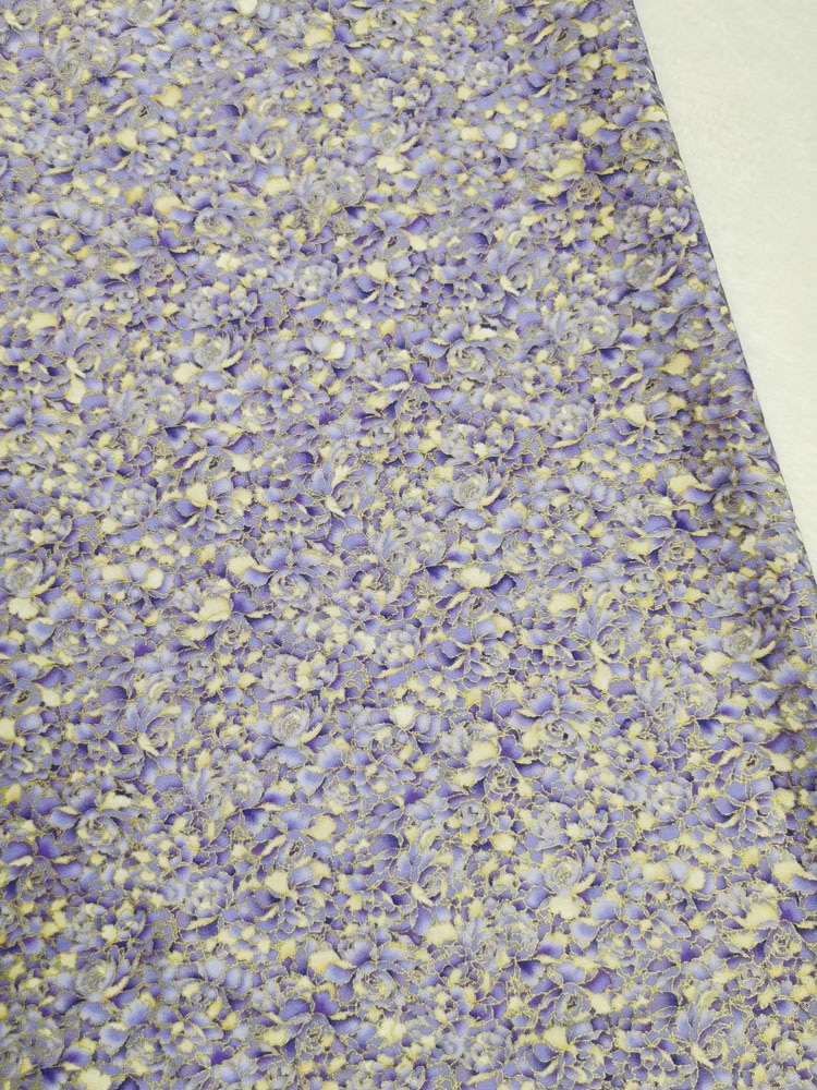 Lilla flora steg gylden glitter stempling prægning mystisk almindeligt bomuldsstof diy sy tøjvæv telas