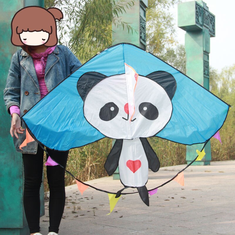 Cometa de oso Panda con hilo para niños, juguete infantil de prevención de rasgaduras, deportes al aire libre, surf, herramienta voladora con hilo para cometas