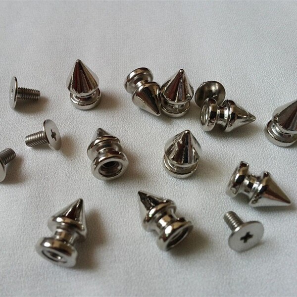 100 STKS 8*12 MM Screwback Leathercraft Spikes Zinklegering Punk Studs DIY Stijl Gratis