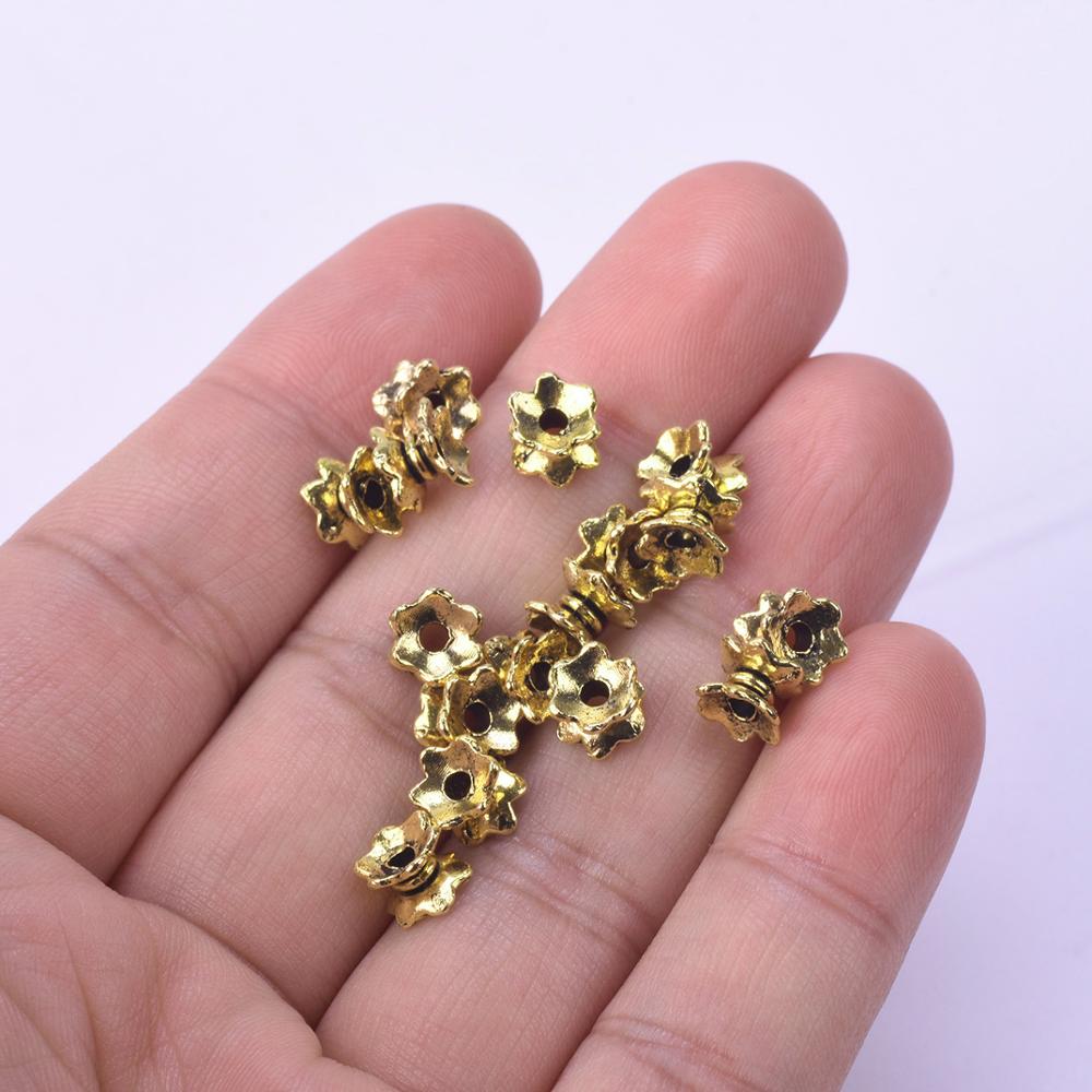 50 stücke Antike Gold 7x4mm Metall verlieren Abstandshalter Perlen viel für Schmuck, sterben DIY Handwerk