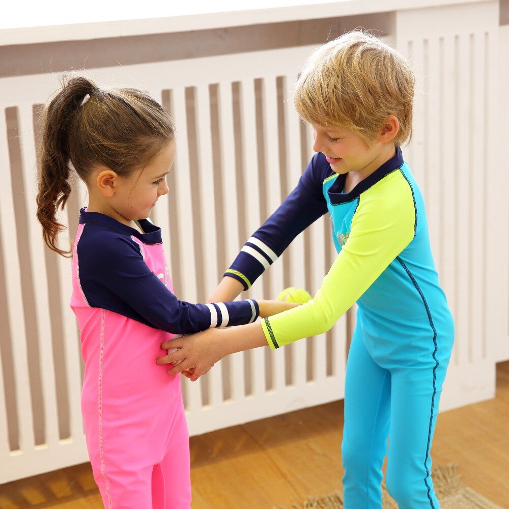 Bambini Protezioni, della ragazza e del Ragazzo di Nuoto di Un Pezzo del Vestito A Maniche Lunghe Full Body Rashguard Acqua di Sport Protezione Solare UPF 50 +