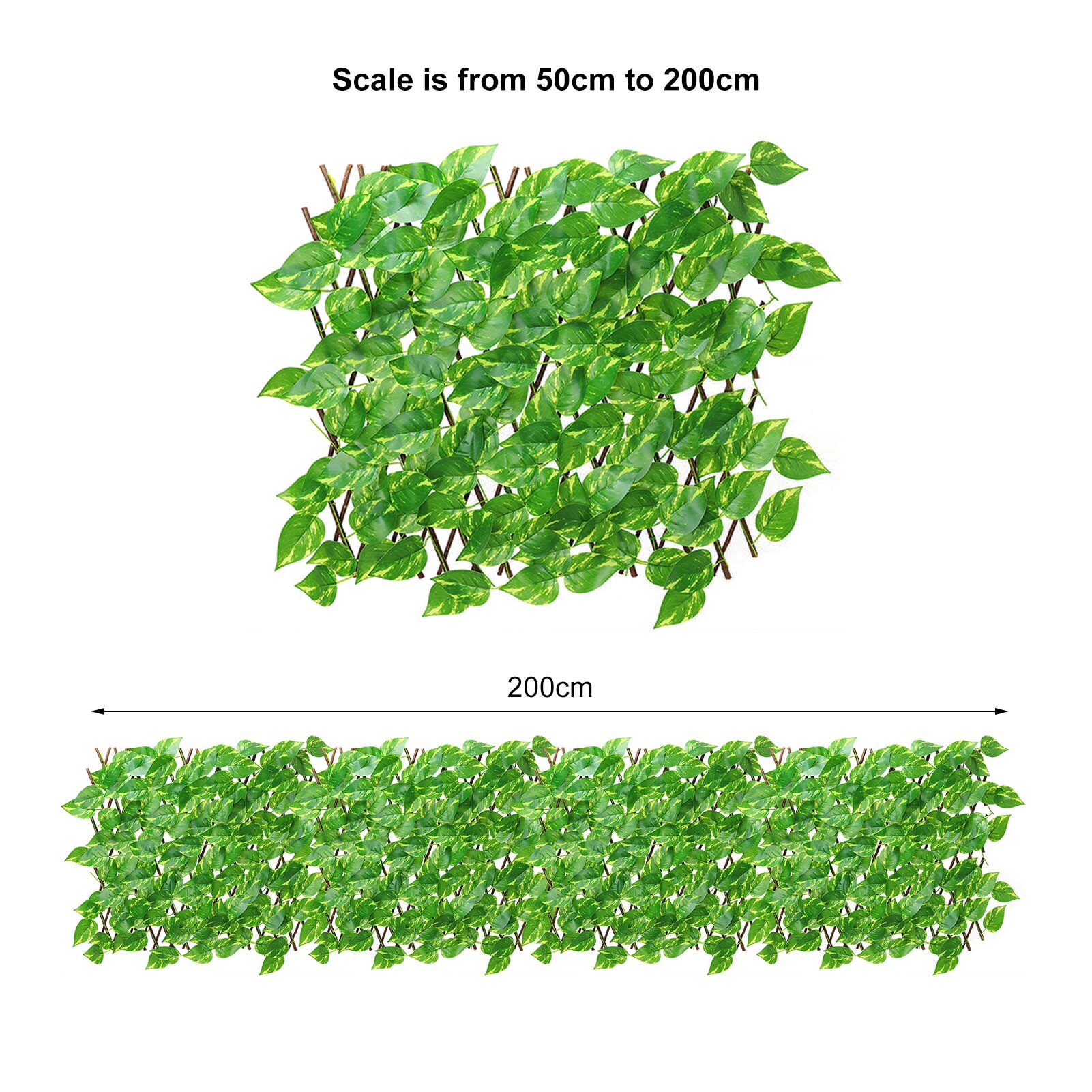 Retractable Artificial Garden Trellis Fence Expandable Faux Ivy Privacy Fence Wood Vines Climbing Frame Gardening Plant Decor: 03