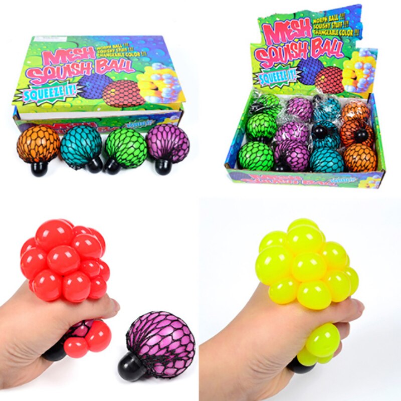 Random Color Stress Face Reliever Grape Ball Squishy Novelty Reliever Grape Ball Autism Mood Squeeze Relief Toy