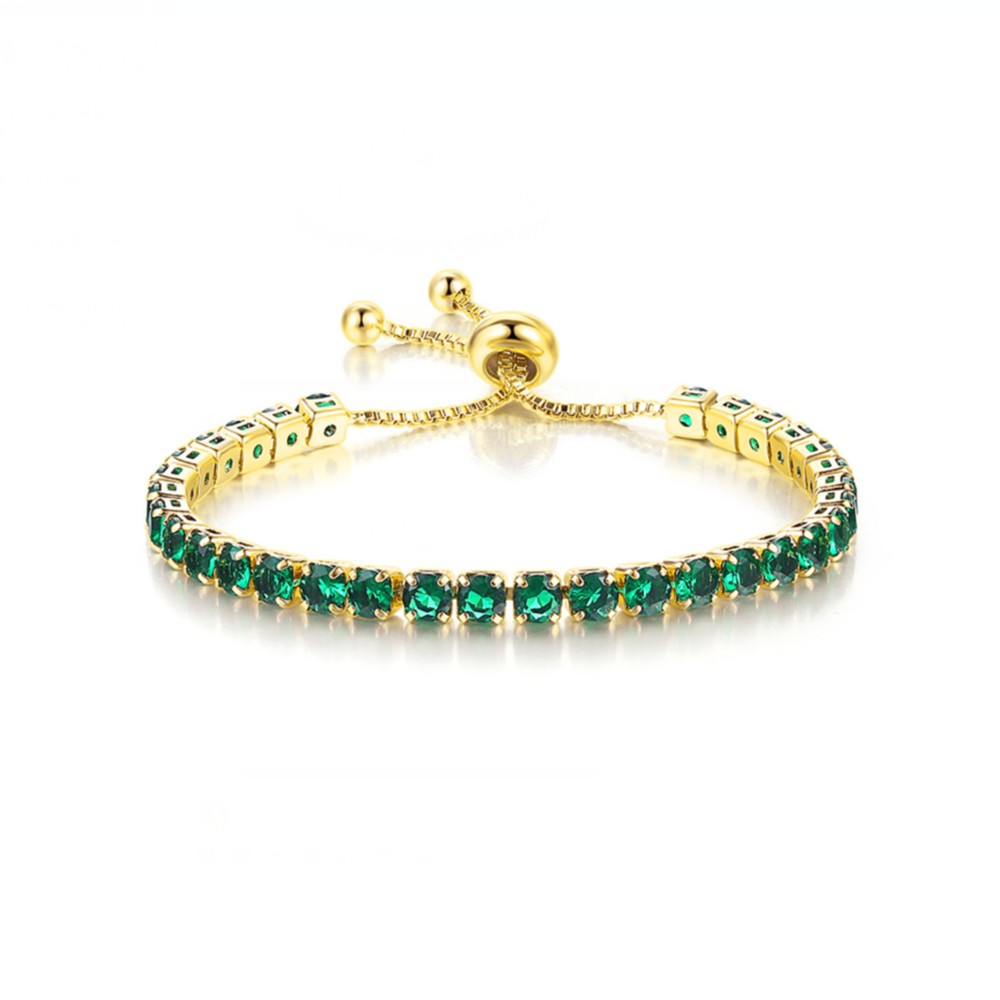 Tennis Armbanden Voor Vrouwen Shining Wit Goud Kleur Single-Layer Zirkoon Verstelbare Slider Gesp Bedelarmband Mode-sieraden