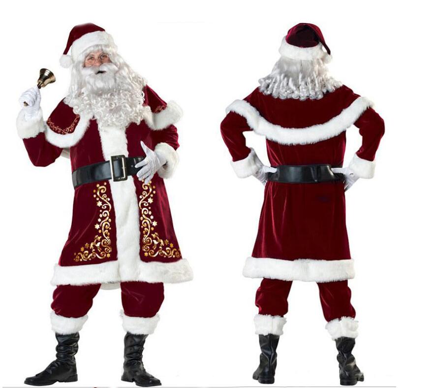 Deluxe Men Christmas Costume Cosplay Couple Santa Claus Uniform