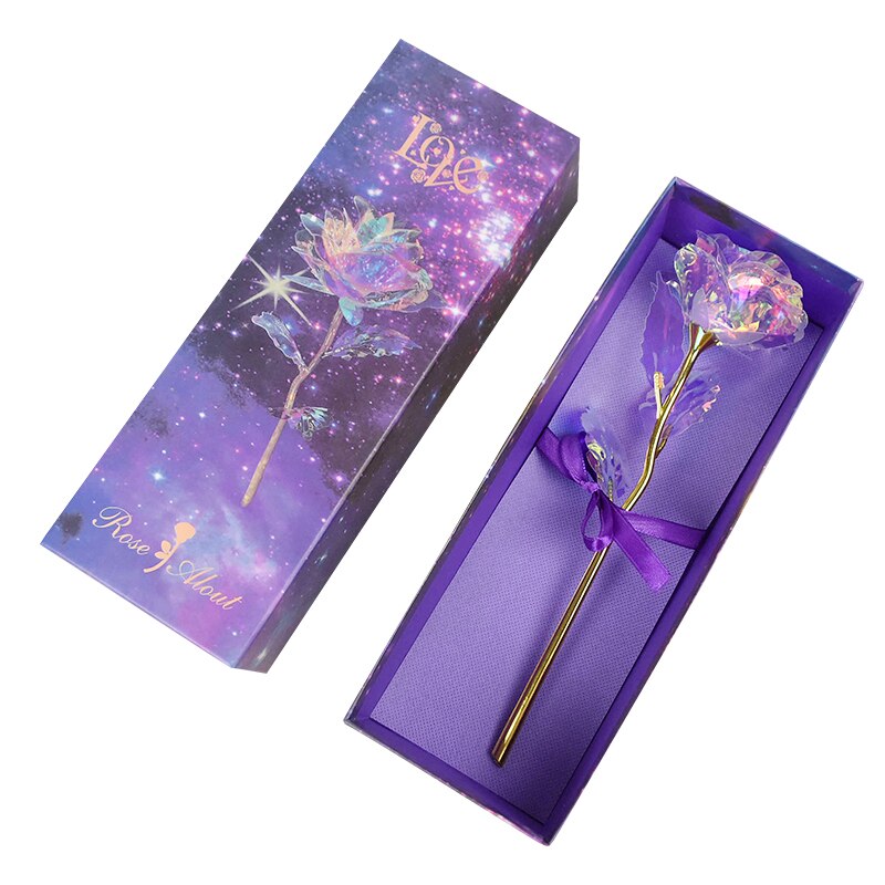 LED feuille d'or artificielle Rose fleurs avec boîte Rose éternelle branche chaude saint valentin pour mariage décor fête d'anniversaire