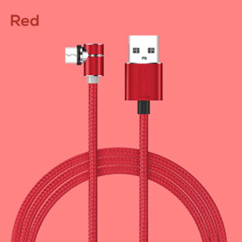 Starplat 90 Degree Magnetic Micro USB Cable Angle Braided Data Cable for Samsung/Sony/Xiaomi Android Phone for iphone 6 7 8 x: Red / for micro usb
