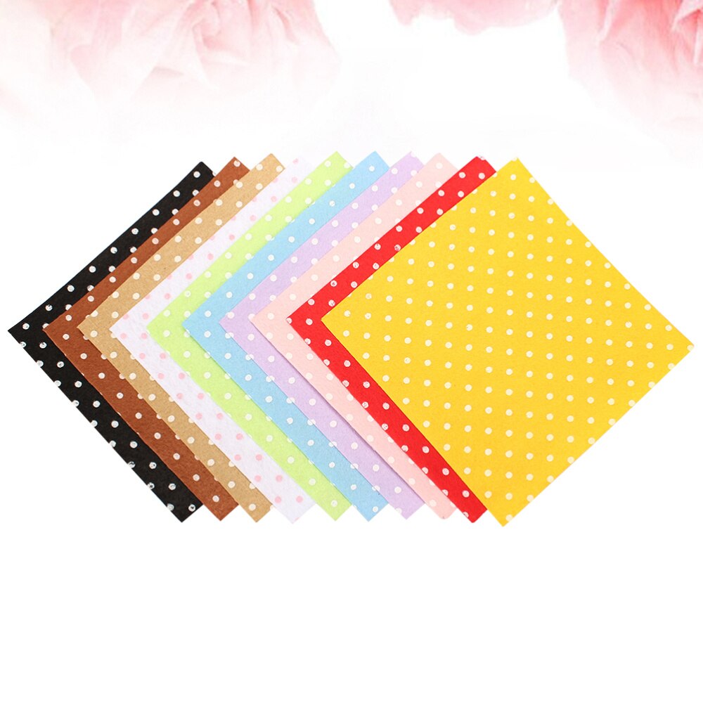 20Pcs 10 Colors DIY Non-woven Fabrics Dot Pattern Cloth DIY Craft Fabric for Kids Children (15x15cm)