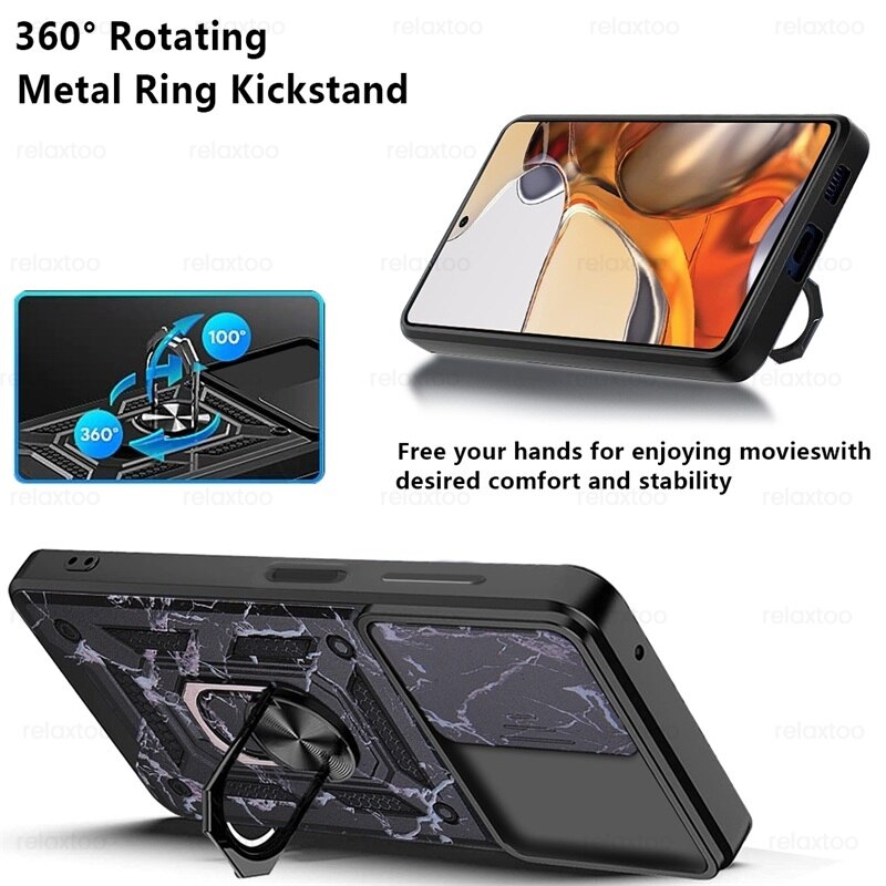 Mi11T Case Slide Camera odporny na wstrząsy pancerz Coque dla Xiaomi11T Xiaomi Xiomi Mi 11 T 11 T Pro magnetyczny uchwyt samochodowy pierścień Protect Shell