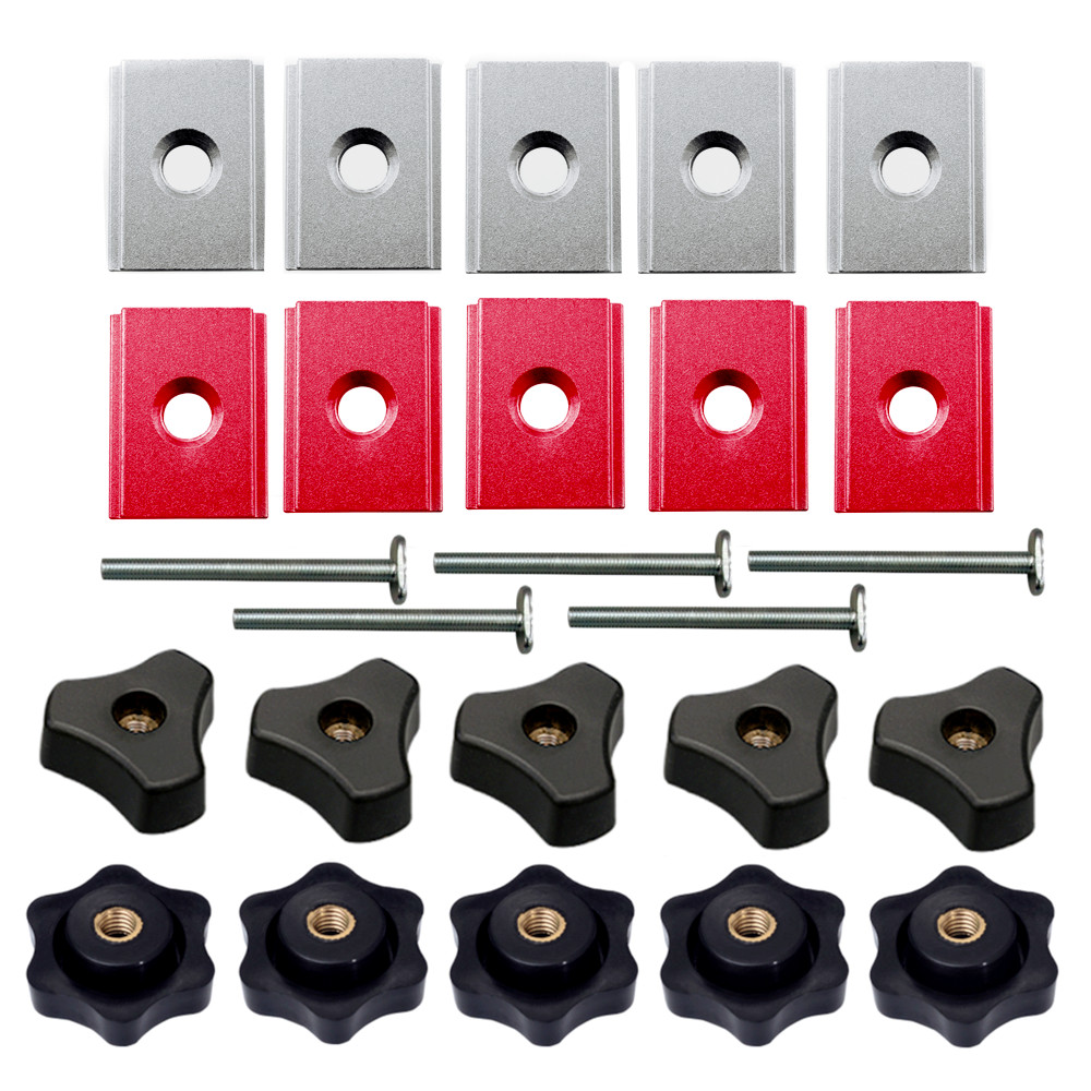 Écrou coulissant pour piste d'onglet, fente en T, jeu de boulons et d'écrous en T, outil pour le travail du bois, gabarits, fixation à vis, établi, fixation à fente en T, 5/10 pièces