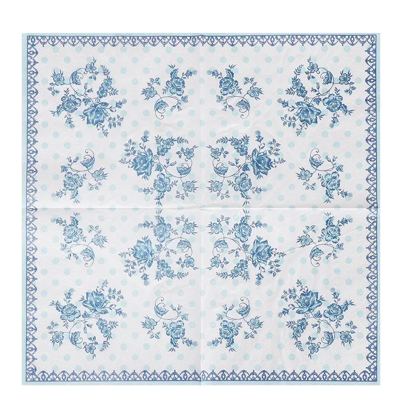 20 teile/paket Neue Chinesische Servietten Blau Druck Papier Servietten Hochzeit Schmetterling Knochen Bart Papier Bunte Papier Tischsets