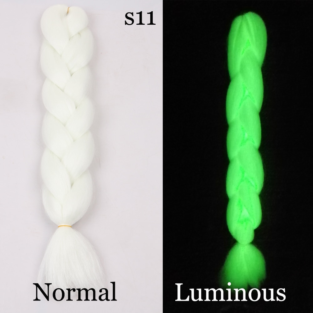 Shining Fluorescence Braiding Hair Jumbo Box Braids Hair Synthetic Braid Hair Extensions for Women White Pink 100g 24inch