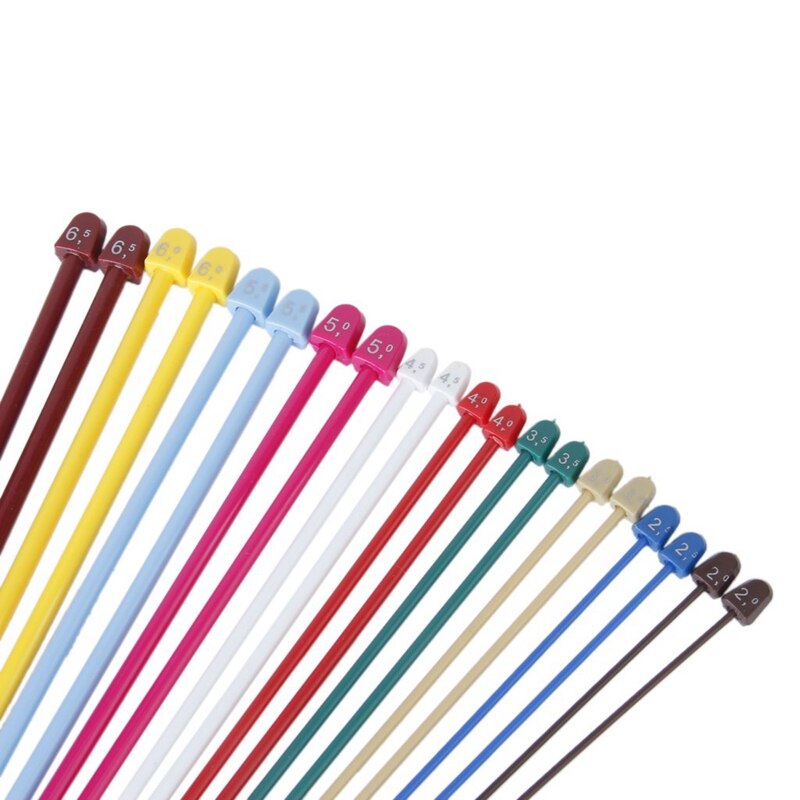 Sett  av 20 stk 2.0-6.5mm strikkepinner strikkepinner 10 merkede størrelser --- flerfarget