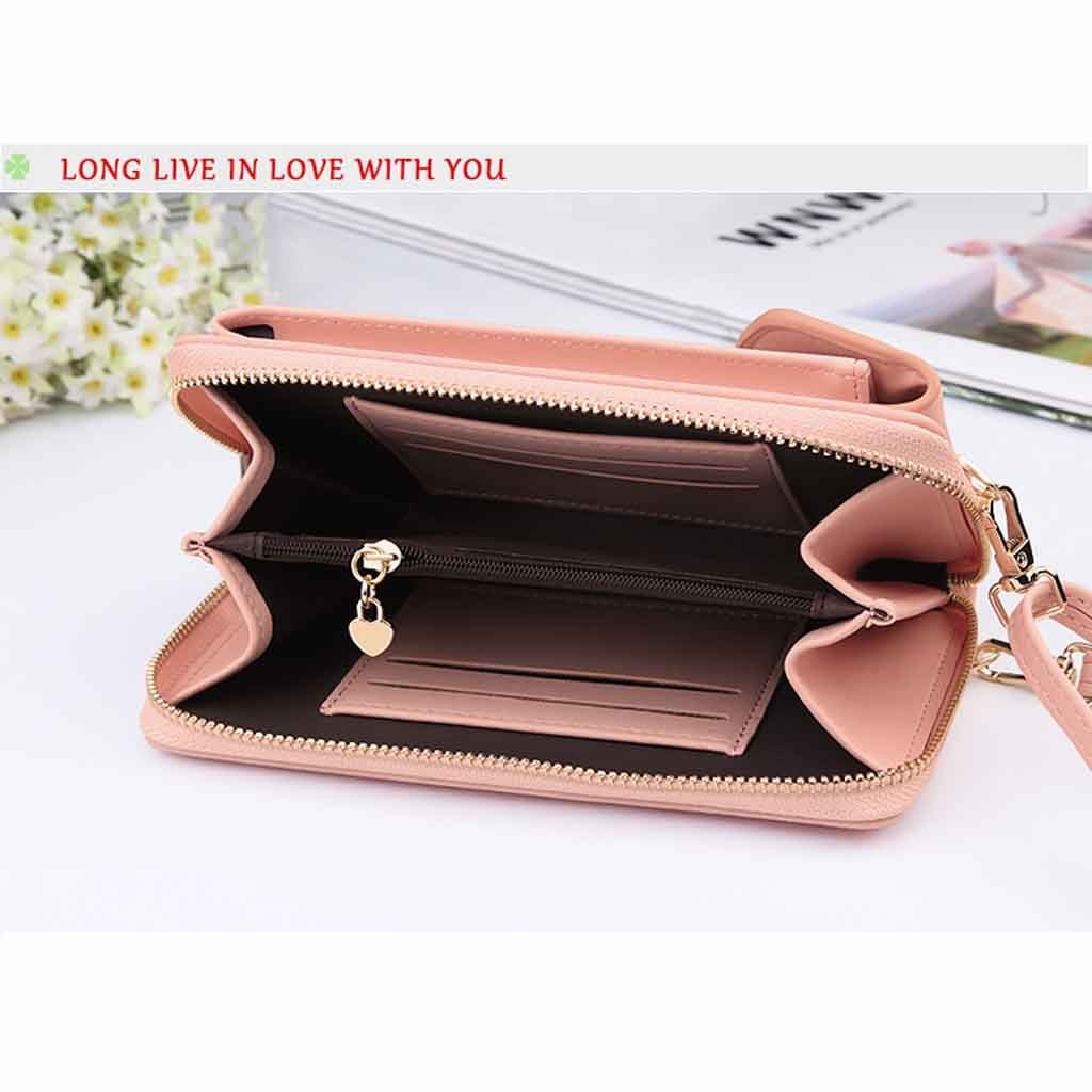 38# Women Mobile Phone Bag Buckle Shoulder Messenger Bag Large Waist Bag For Mobile Phone Universal Pouch Portable Pocket