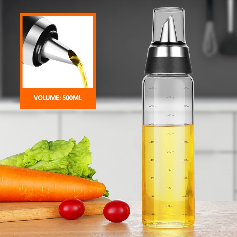 Olivoljedispenser flaska glas oljeflaska 17oz läcktät krydda behållare olja vinäger cruet flaska kökssås dispenser
