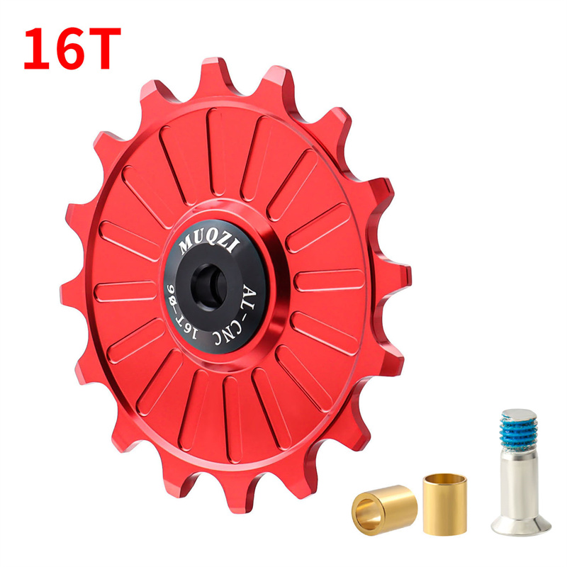 MUQZI 11/12/13/14/15/16/17T Rear Derailleur Jockey Wheel Ceramic Pulley MTB Pulleys Road Bike Ceramics Bearing Guide Wheel: 16T Red