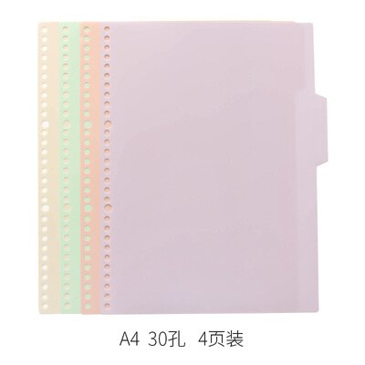 4 Sheets A4 A5 B5 Notebook Page Binder Candy Color PP Loose-leaf Cover Index Divider Separator Notebook Accessories: A4