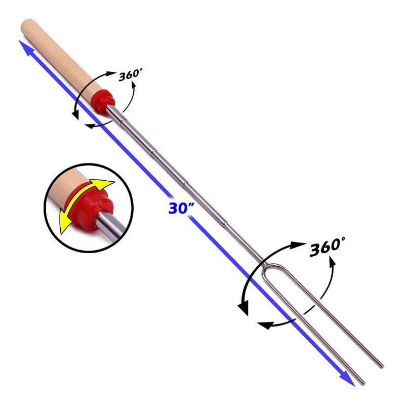 8pcs BBQ Barbecue Skewers Stick Stainless Steel 31-83cm Folding Telescoping Roasting Fork Stick Outdoor BBQ Grilling Accessories