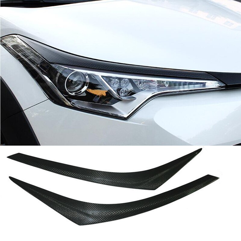 För toyota c-hr chr kolfiber look bil strålkastare ram ljus ögonbryn lock trim krom styling tillbehör