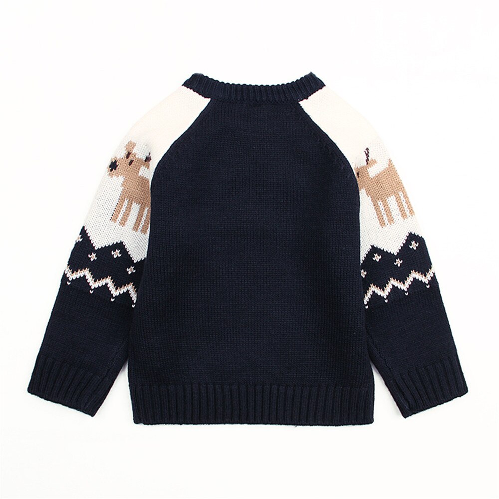 Baby Girl Winter Clothes Christmas Sweaters Boys Casual Clothes Toddler Long Sleeve Elk Print Sweaters For Girls Kids Warm Tops