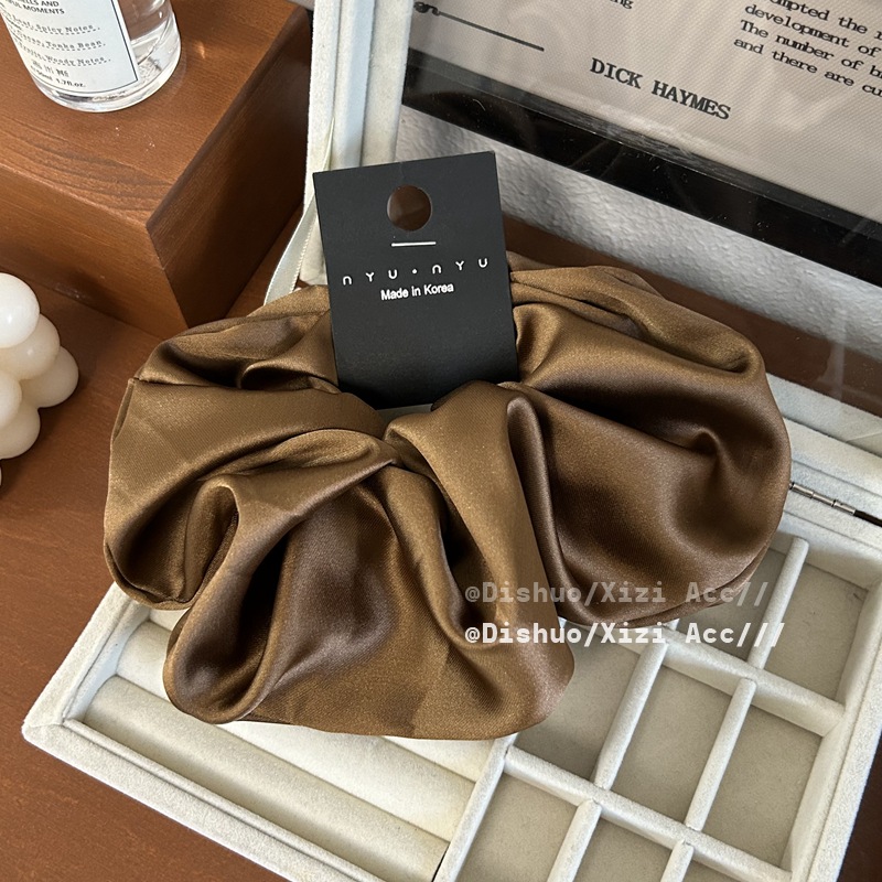 Scrunchie de seda de gran tamaño para niñas, coletero saten pelo mujer cabello, color sólido de Corea coletas para cabello gomas pelo mujer bonitas coleteros elegantes scrunchis para el cabello: Morado