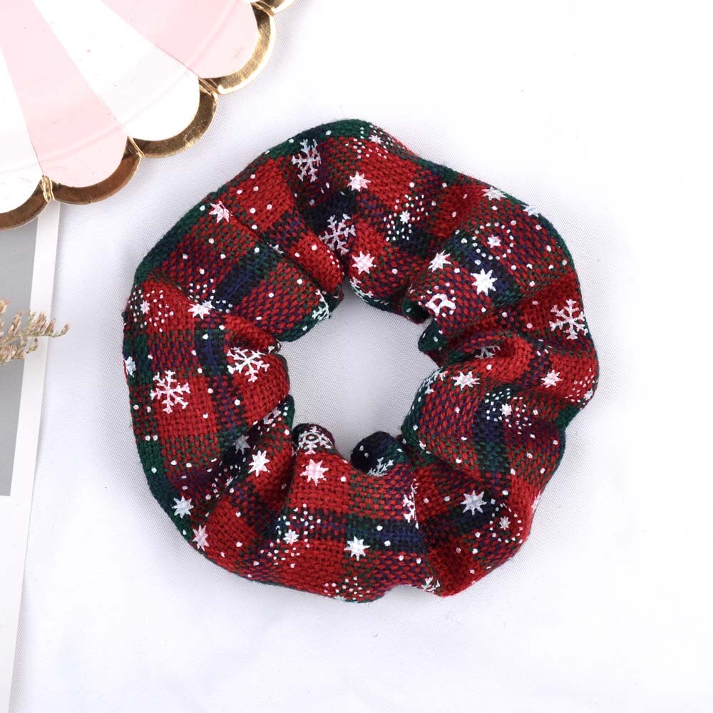 Elastisk jul scrunchie hår gummiband tillbehör gum bronzing hår rep hästsvanshållare huvudbonad 077