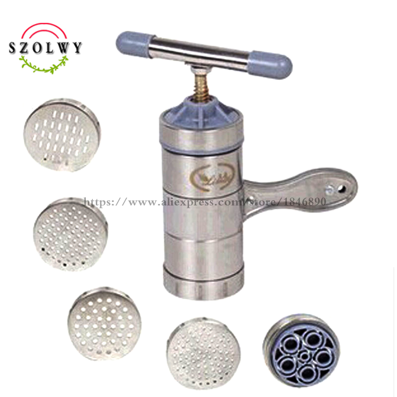 Urządzenie robić gotowania makaronu ze stali nierdzewnej ferramentas z 5 modelami warzyw makaron nóż naciśnij maszyna robić robienia makaronu narzędzia kuchenne Spaghetti