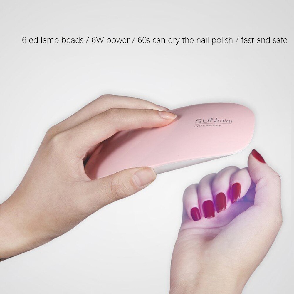 6w mini uv led negletørrer usb drevet manicure gel lak hærdningslampe neglesalon neglelampe lak hærdende bagelys