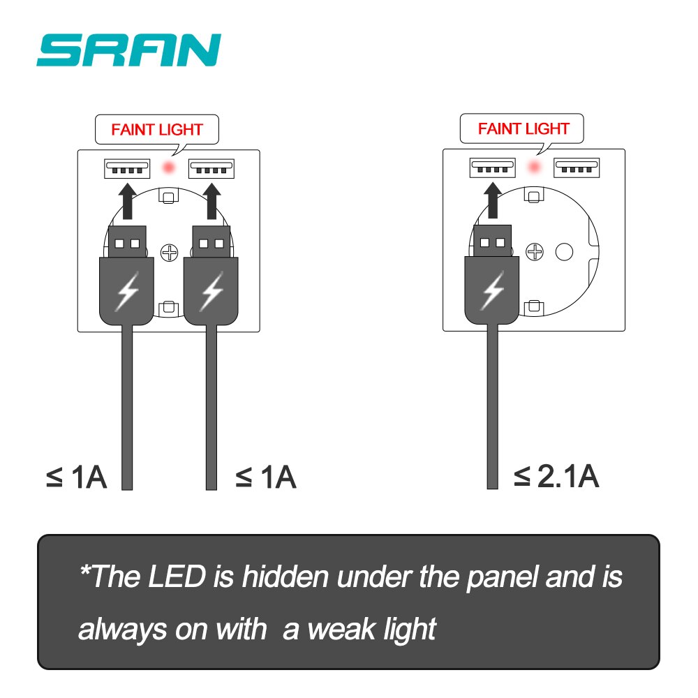 SRAN Wall 16A EU Standard Multi Way power socket with usb outlet strip 146mm*86mm stainless steel panel