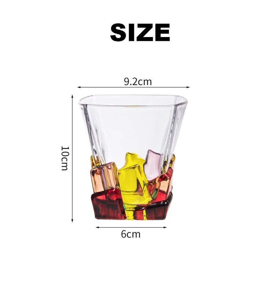 Vaso de cristal para dibujo de colores, vasos de whisky, cristal de diamante para Vodka, copas de vino, Bar, de Hotel,: C