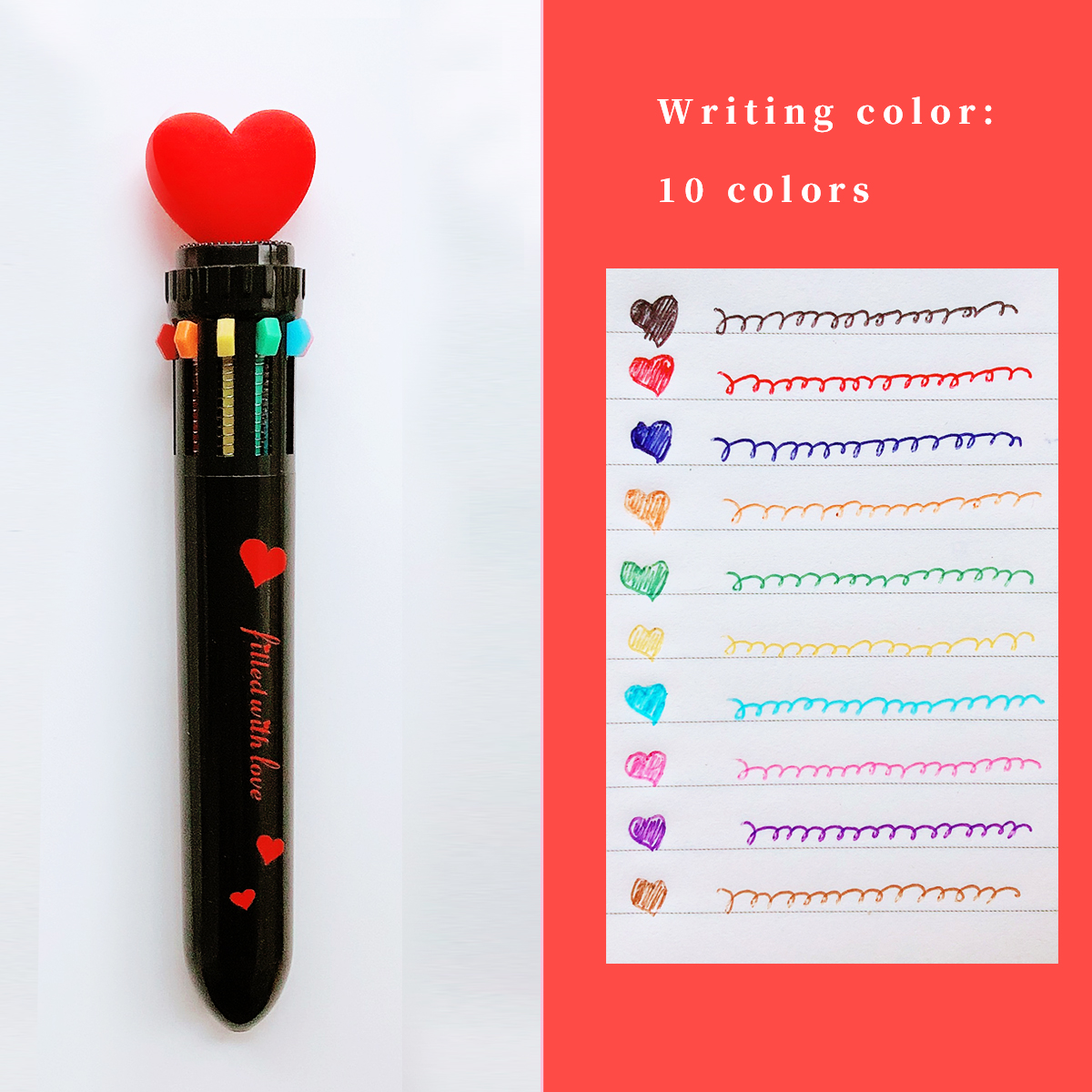 6/10 Colors Ballpoint Pen Cartoon Love 0.5mm Colorful Ink Gel Pens Silicone Kawaii Pens School Office Supplies Korean Stationery: Yellow