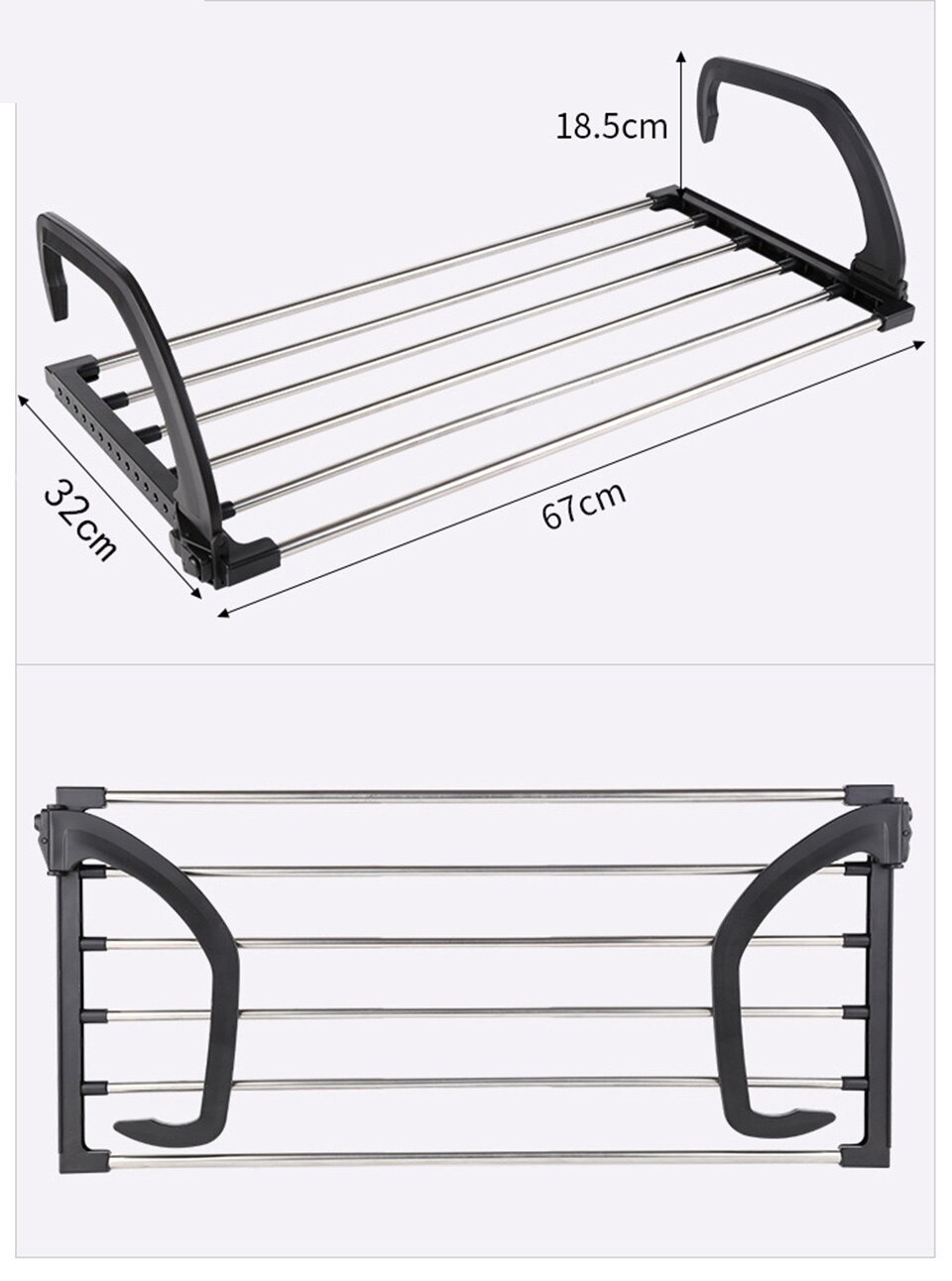 Rustfrit stål altan hængende tøjstativer foldbart multifunktions tørrestativ bærbare sko badeværelsesprodukter radiator håndklæde